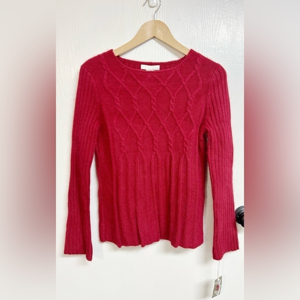 Lucy and Laurel Lamb's Wool Angora Rabbit Sweater Scarlet Red Women's Size M NWT